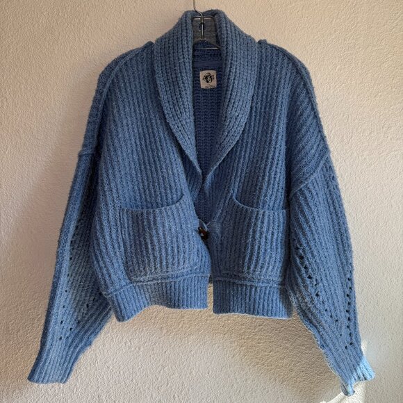 Free People 💋 Jackson Cardigan \\ Size Small // Crop chunky knit shawl collar - Picture 3 of 12
